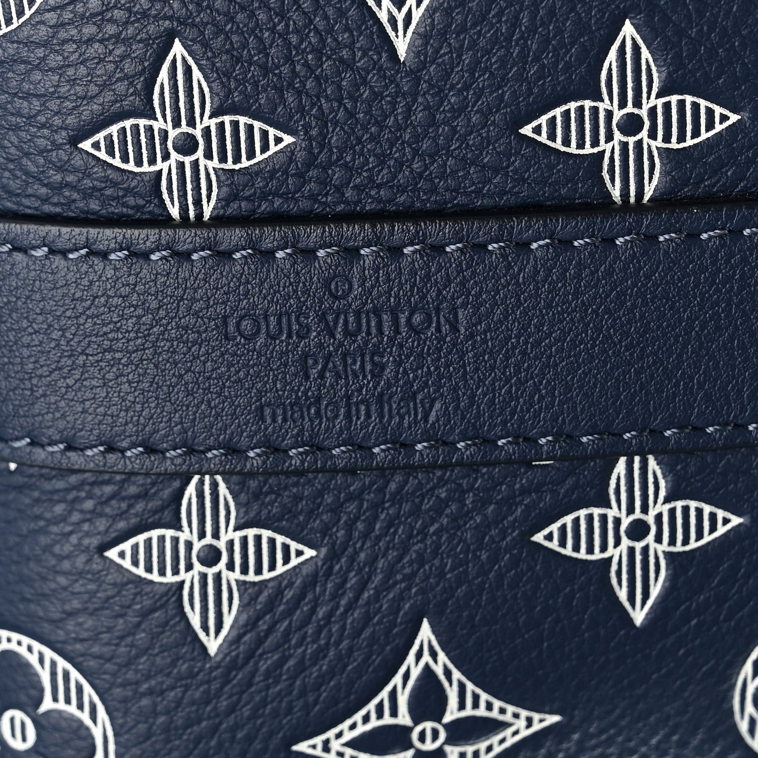 Louis Vuitton Calfskin Shadow Monogram Keepall Bandouliere 50 Ink Blue White 5 of 8