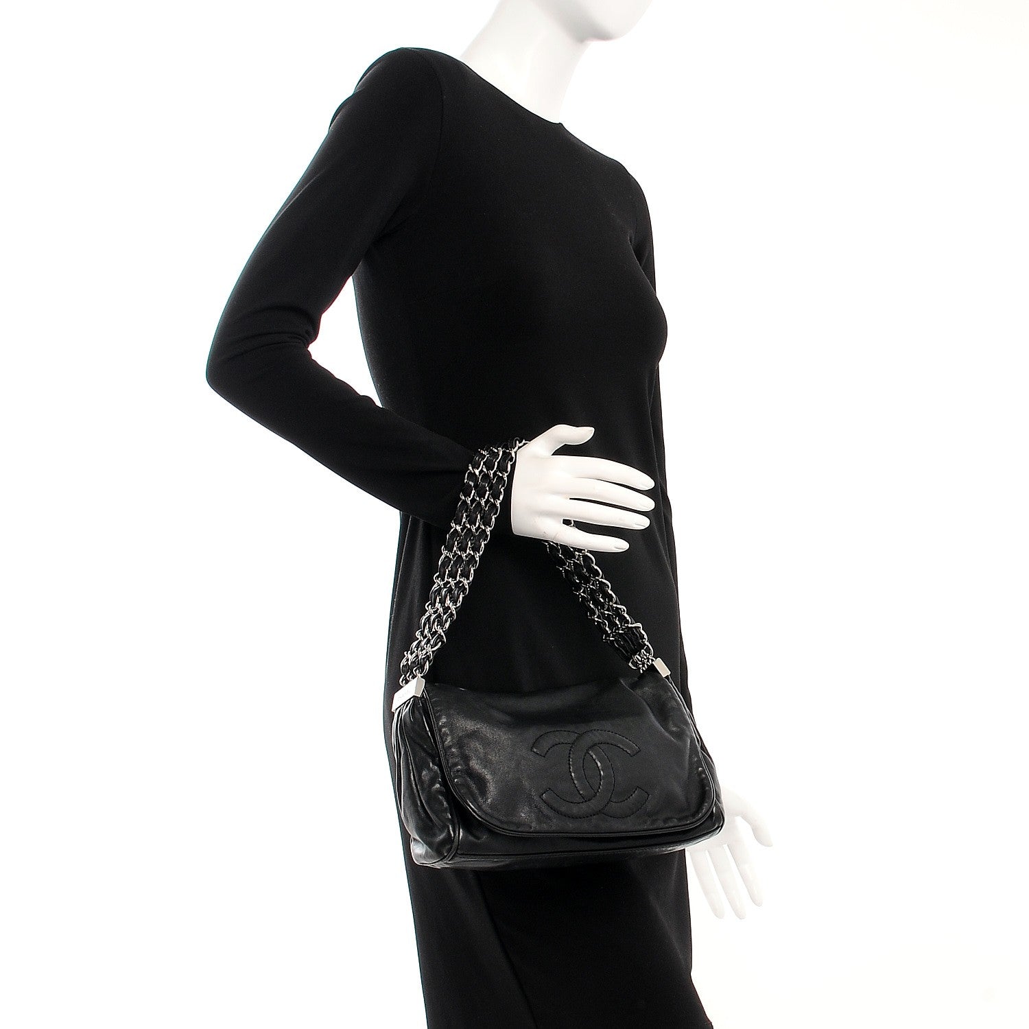 Chanel Calfskin Rock and Chain Small Flap Black 2 of 8