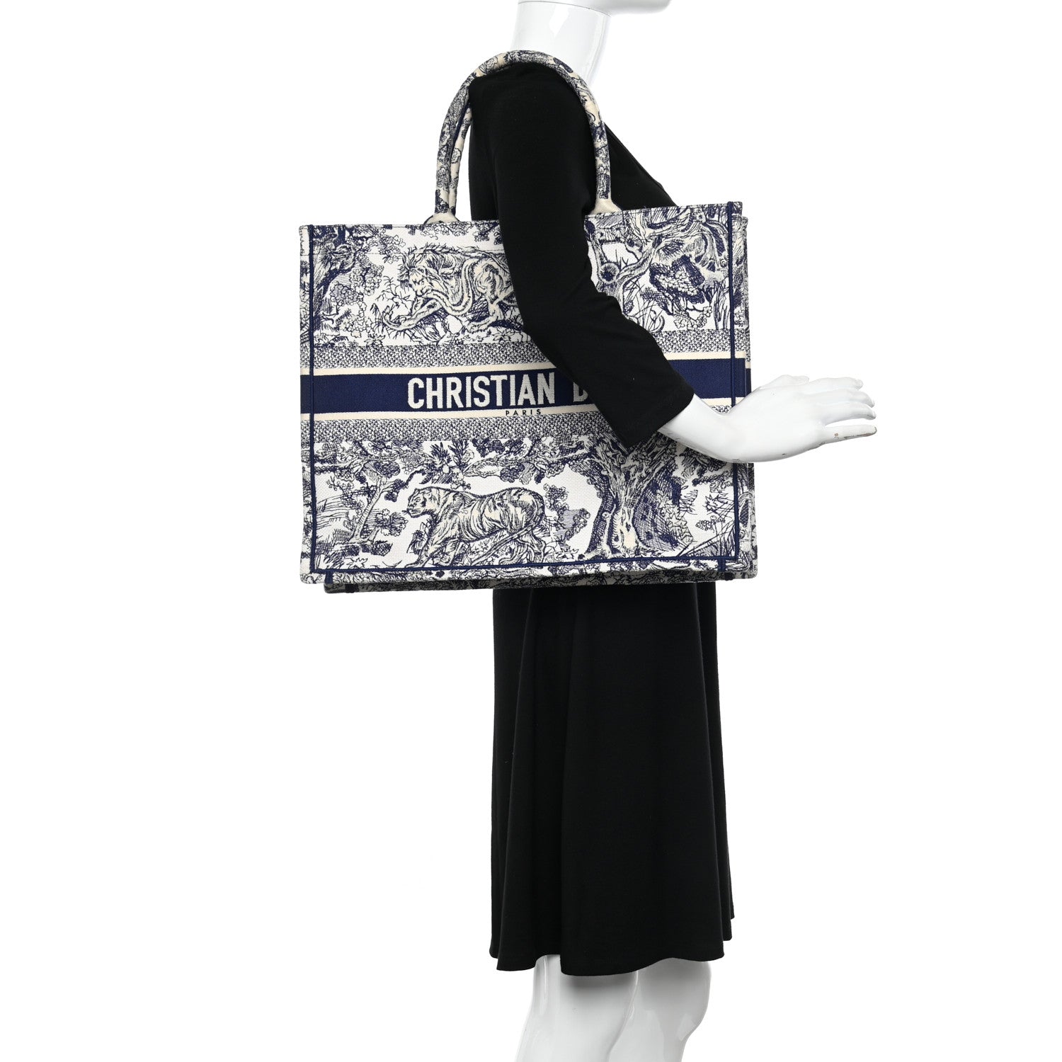 Christian Dior Canvas Embroidered Large Dioriviera Toile De Jouy Book Tote Blue 2 of 13