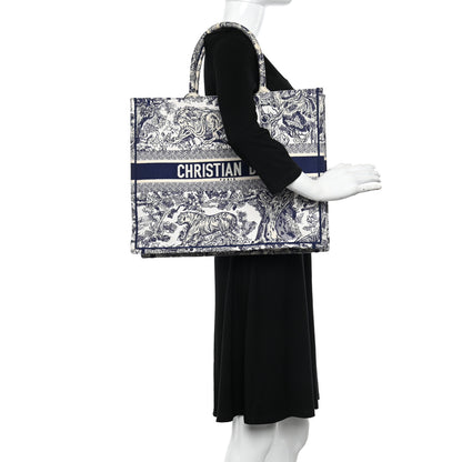 Christian Dior Canvas Embroidered Large Dioriviera Toile De Jouy Book Tote Blue 2 of 13