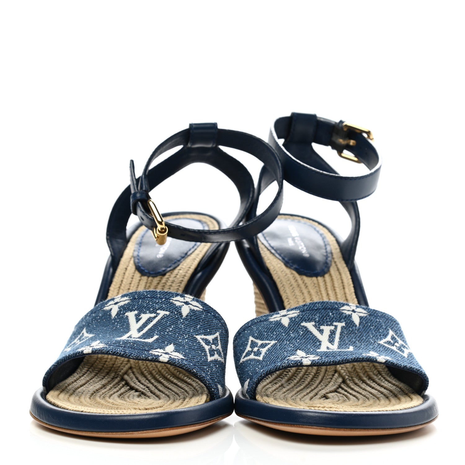 Louis Vuitton Monogram Denim Maia Wedge Sandal 37.5 2 of 8
