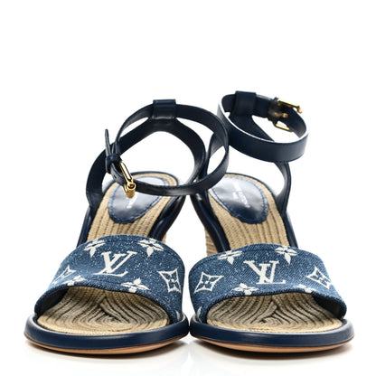 Louis Vuitton Monogram Denim Maia Wedge Sandal 37.5 2 of 8
