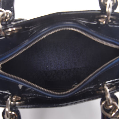 Christian Dior Patent Cannage Medium Lady Dior Saphir 6 of 8