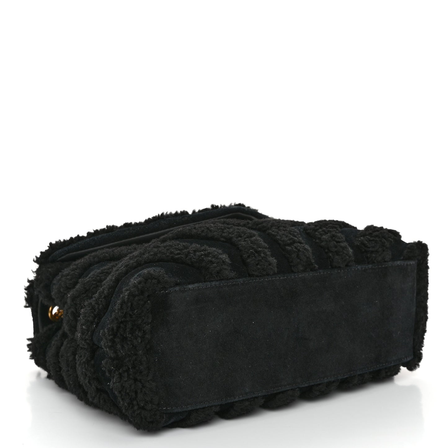 Suede Shearling Y Quilted Monogram Small Loulou Chain Satchel Black