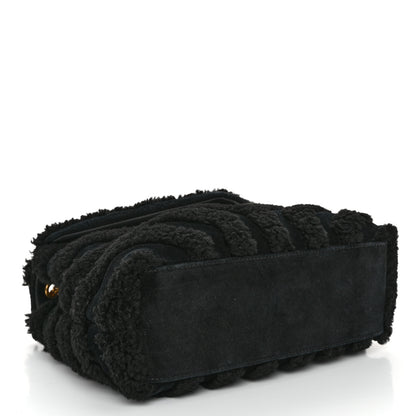 Saint Laurent Suede Shearling Y Quilted Monogram Small Loulou Chain Satchel Black 4 of 11