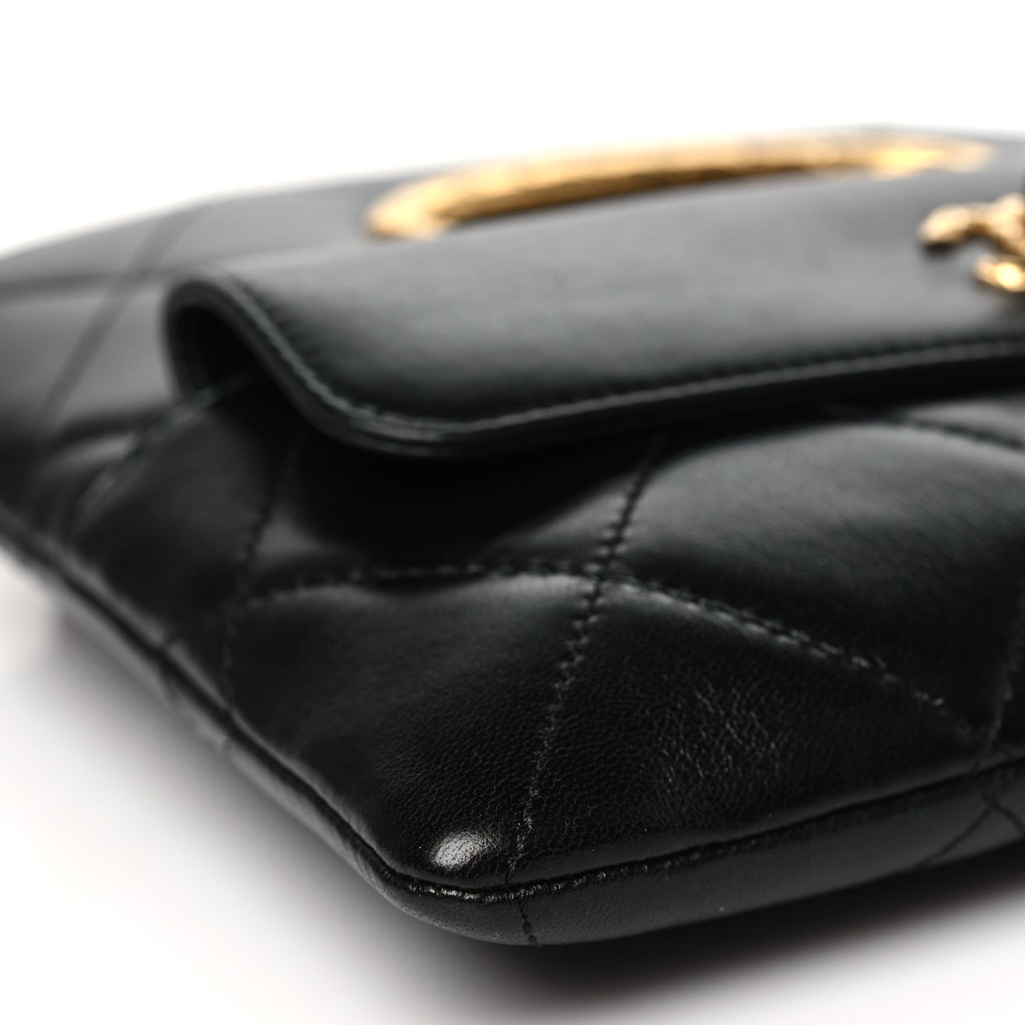 Lambskin Quilted Clutch Mini Flap Bag Black