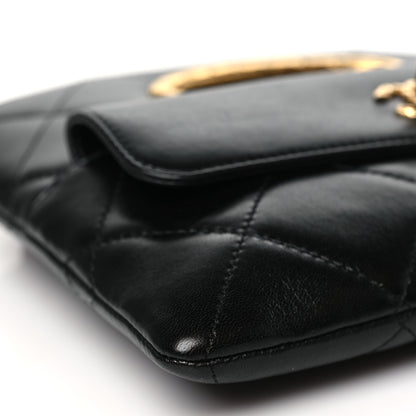 Chanel Lambskin Quilted Clutch Mini Flap Bag Black 9 of 10