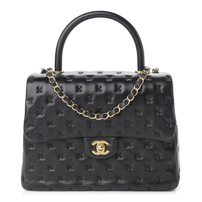 Chanel Lambskin Cross Stitch Small Coco Handle Flap Dark Black 1 of 10