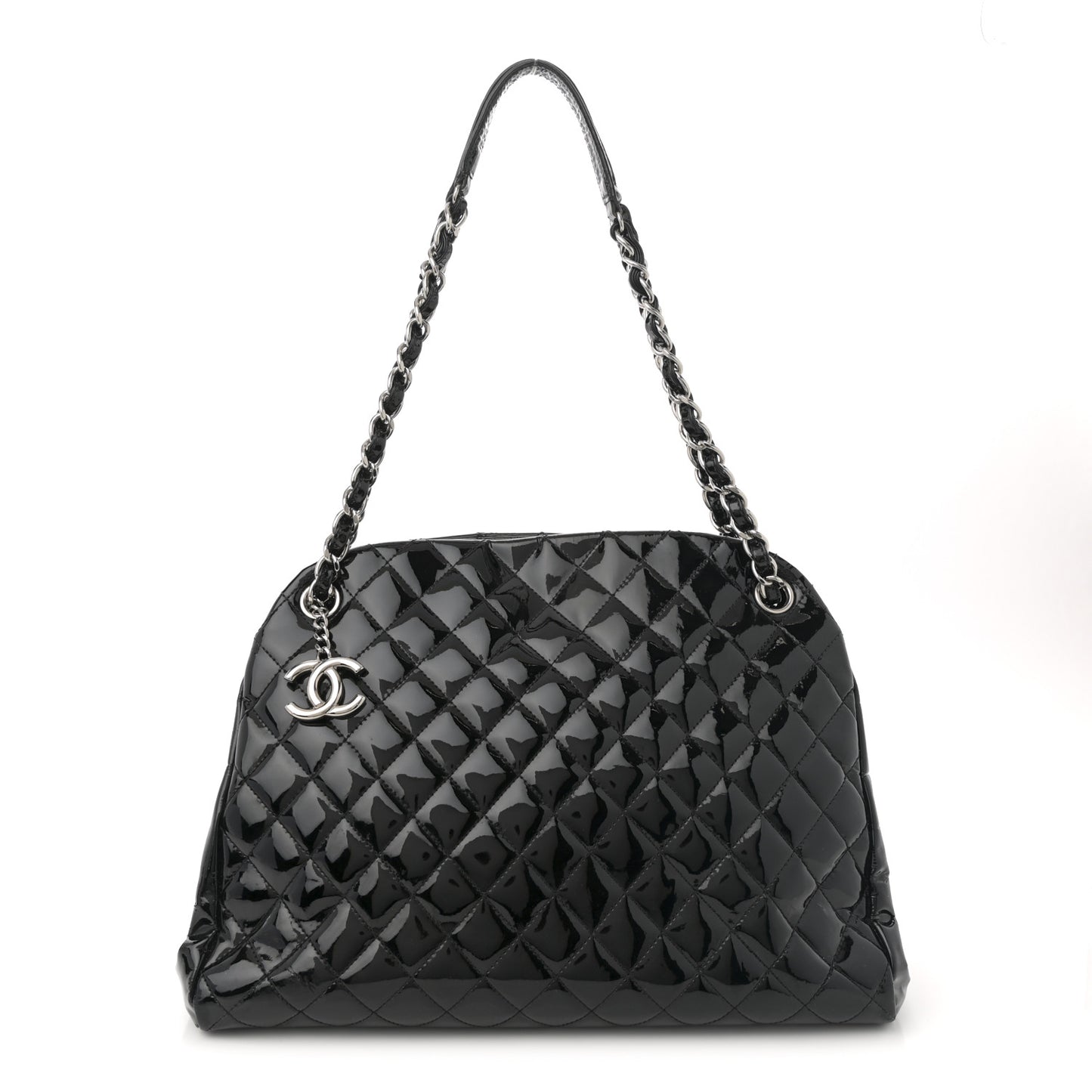 Patent Quilted Medium Just Mademoiselle Bowling Bag Black