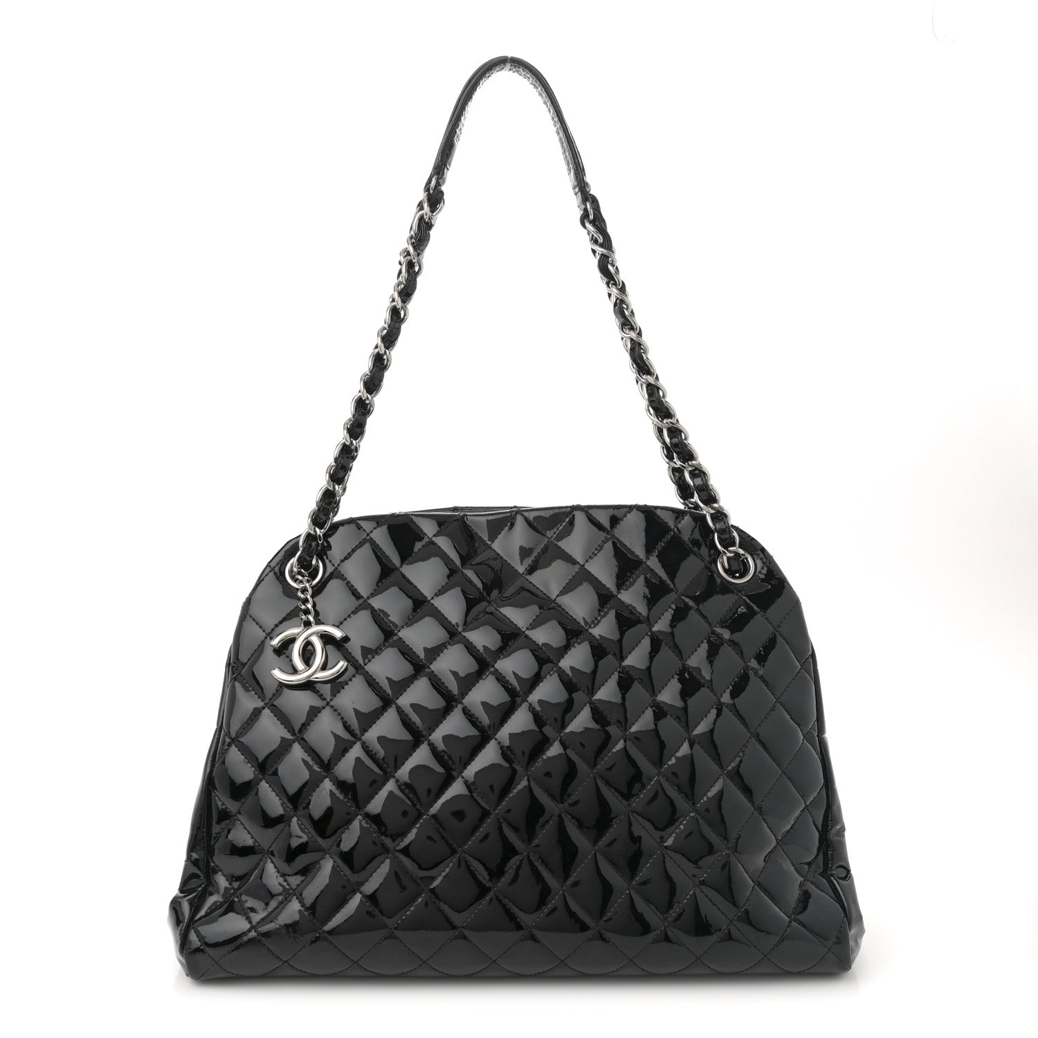 Chanel Patent Quilted Medium Just Mademoiselle Bowling Bag Black 1 of 14