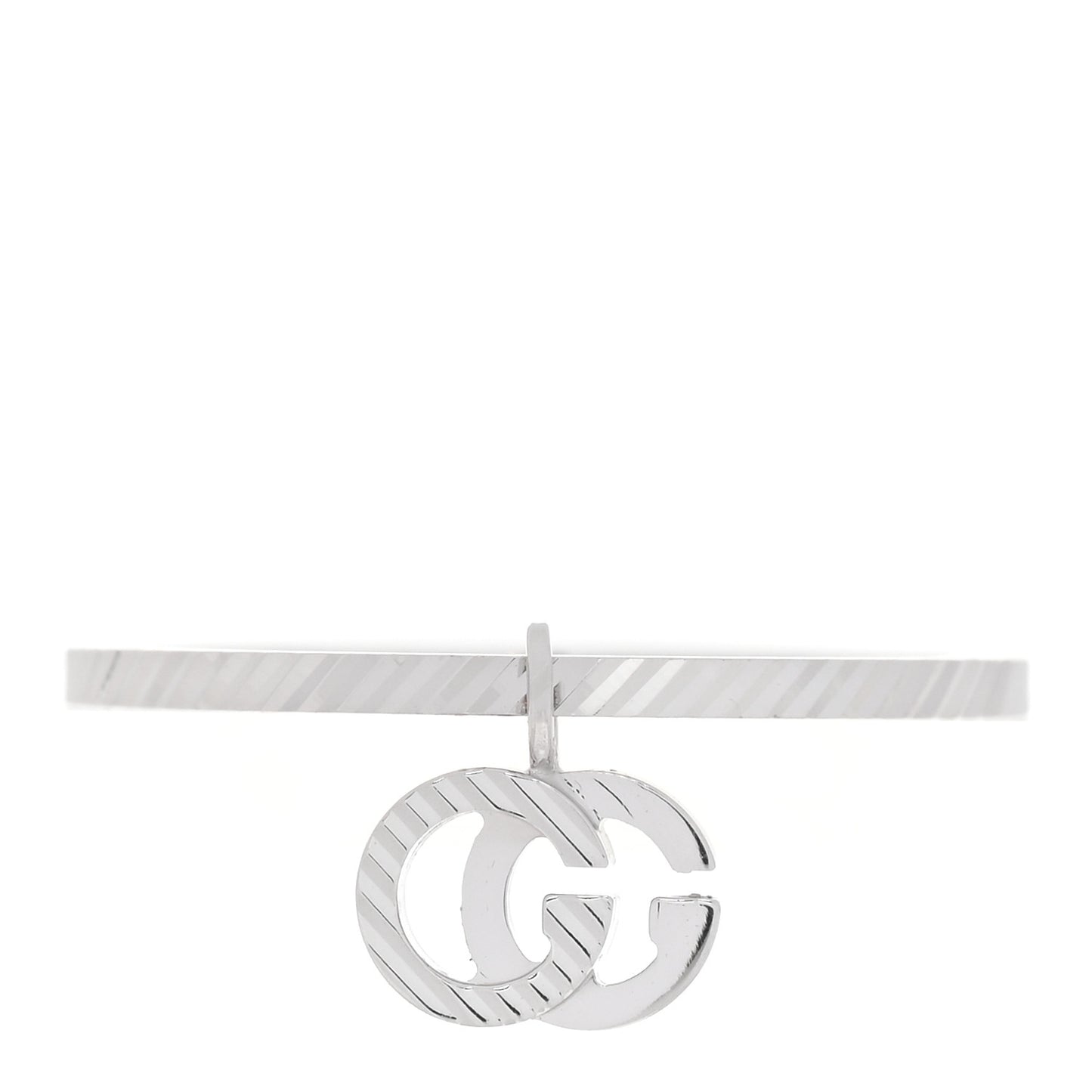 18K White Gold Running G Charm Ring 50 5.25