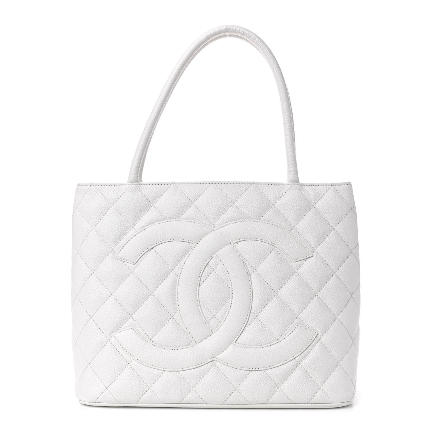 Chanel Caviar Quilted Medallion Tote White 1 of 5