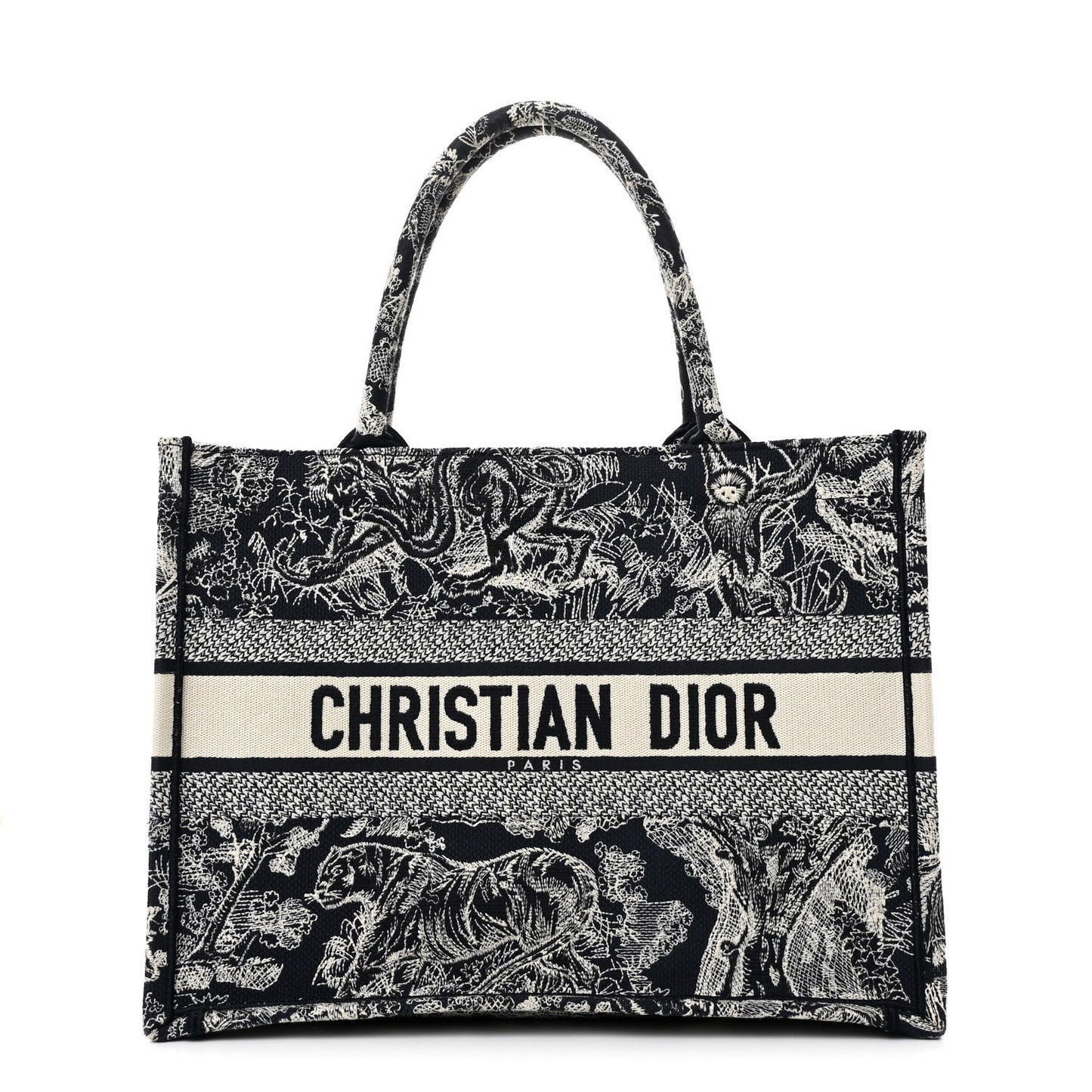 Canvas Embroidered Medium Dioriviera Toile De Jouy Reverse Book Tote Blue