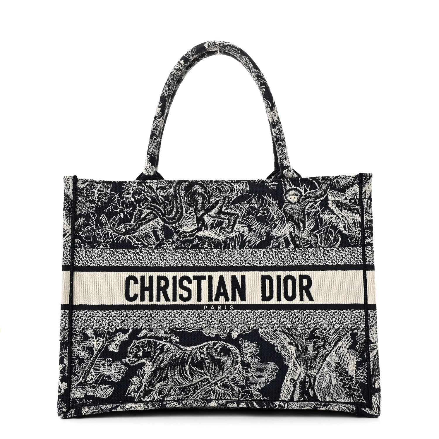 Christian Dior Canvas Embroidered Medium Dioriviera Toile De Jouy Reverse Book Tote Blue 1 of 11