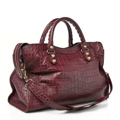 Balenciaga Calfskin Crocodile Embossed Giant 12 Gold Hardware City Violet Prune 2 of 9