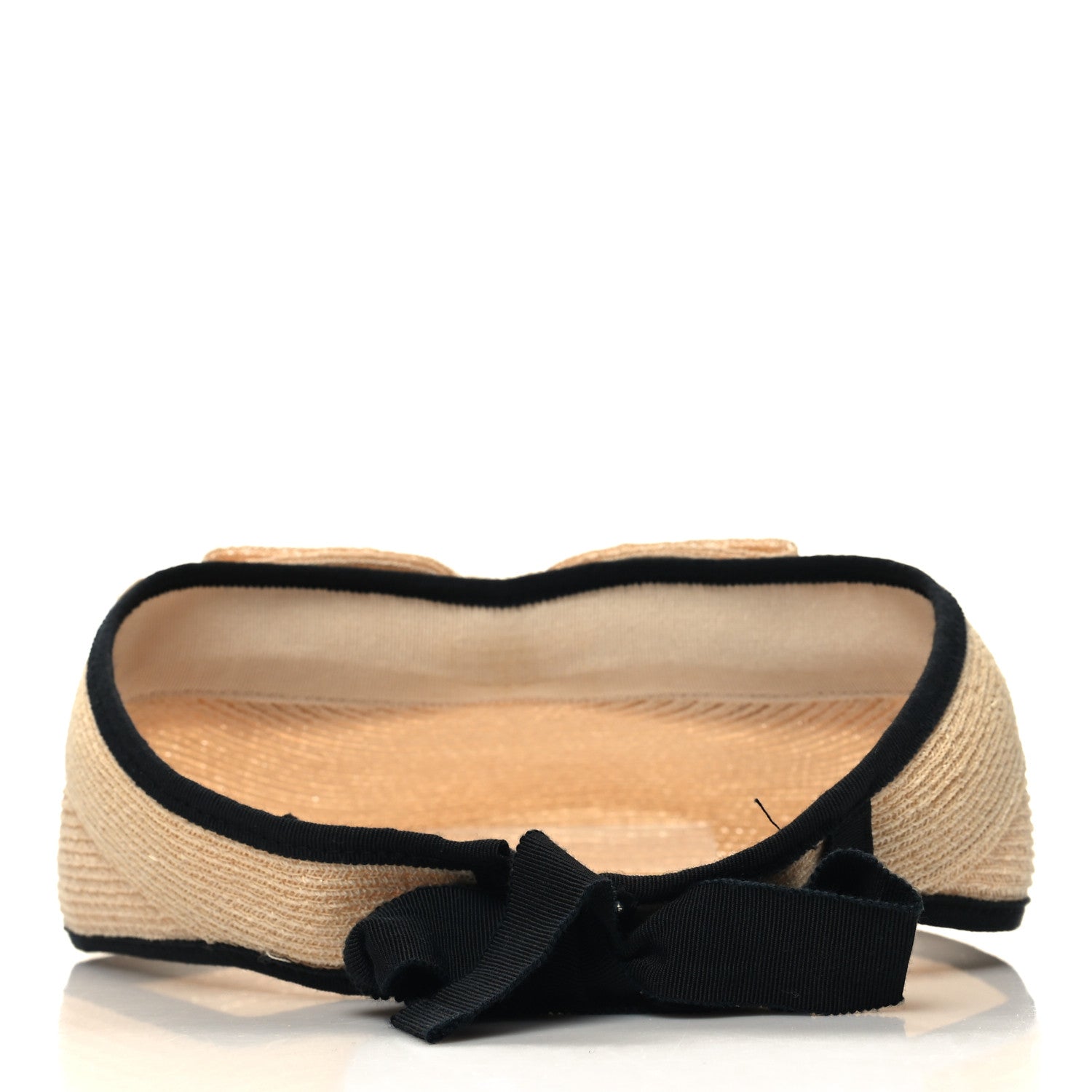 Chanel Straw Grosgrain Visor M Beige Black 5 of 9