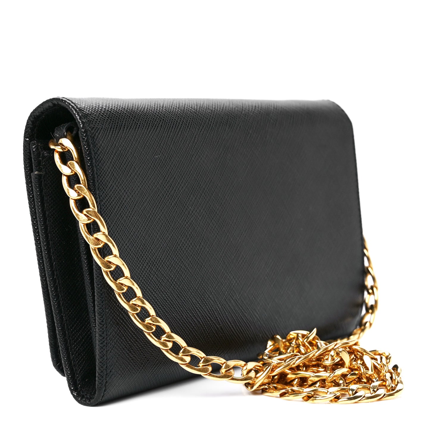 Saffiano Lux Chain Wallet Black