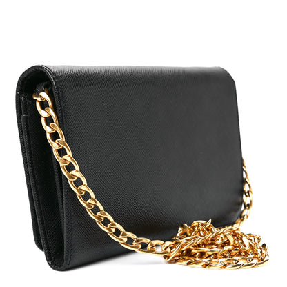 Prada Saffiano Lux Chain Wallet Black 3 of 12