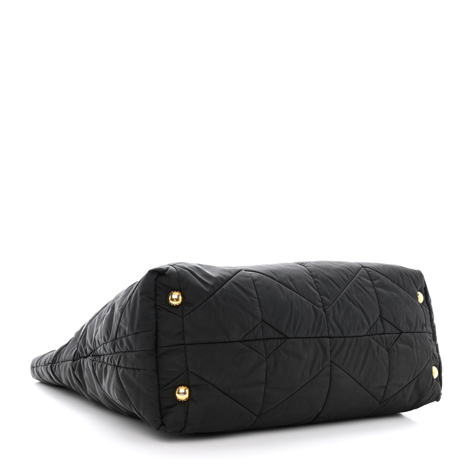 Prada Tessuto Nylon Chevron Quilted Chain Tote Black 4 of 13
