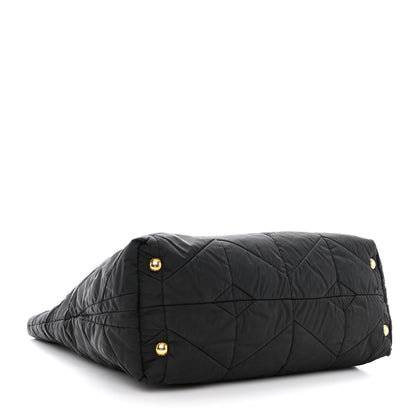 Prada Tessuto Nylon Chevron Quilted Chain Tote Black 4 of 13