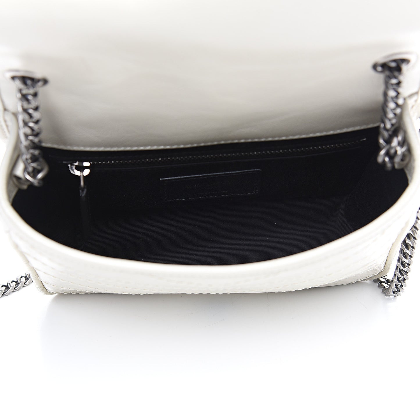 Crinkled Calfskin Matelasse Monogram Niki Chain Wallet Crema Soft