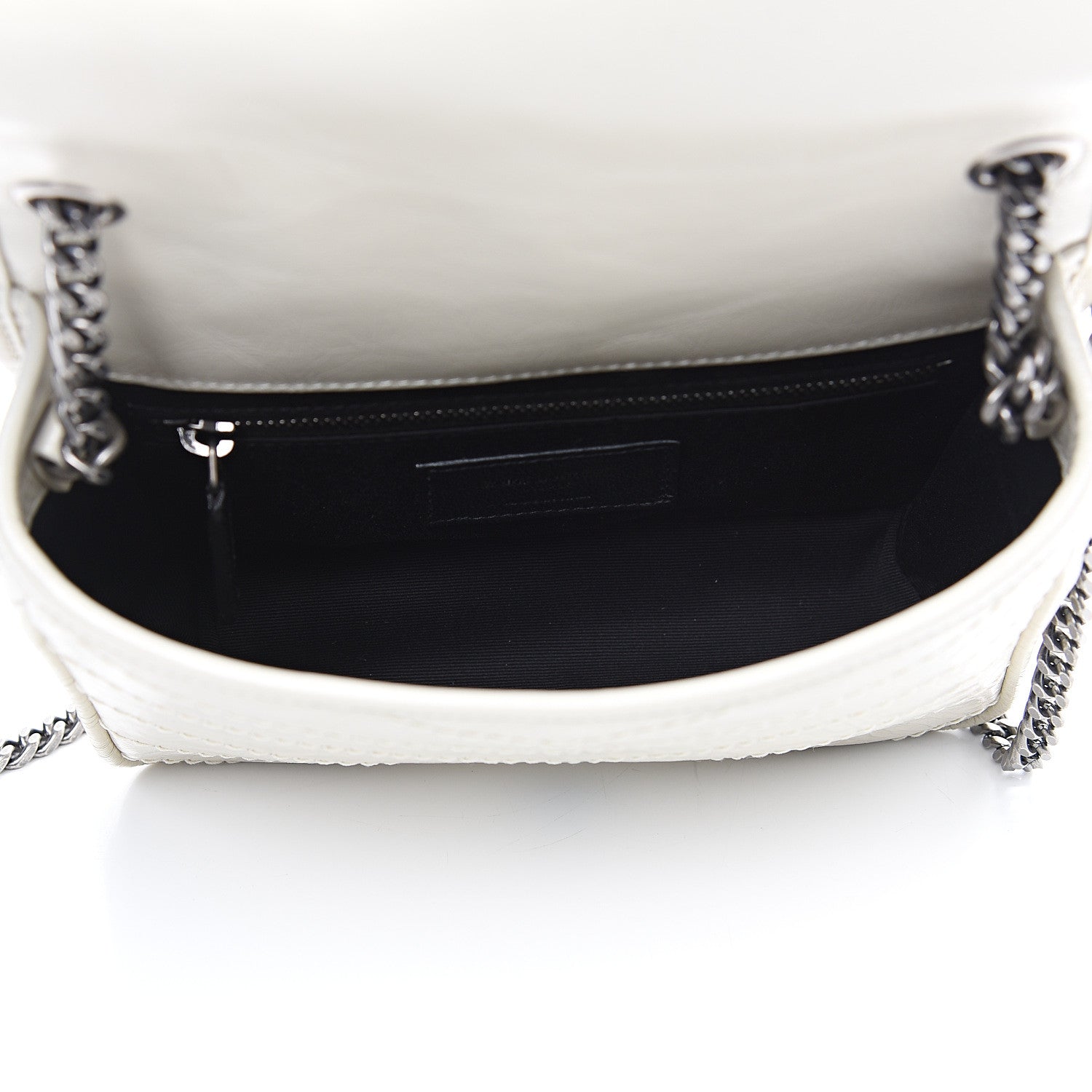 Saint Laurent Crinkled Calfskin Matelasse Monogram Niki Chain Wallet Crema Soft 4 of 10