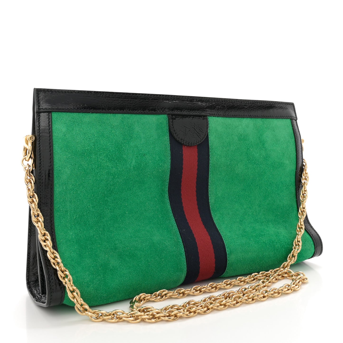 Suede Patent Web Medium Ophidia Chain Shoulder Bag New Shamarock Black