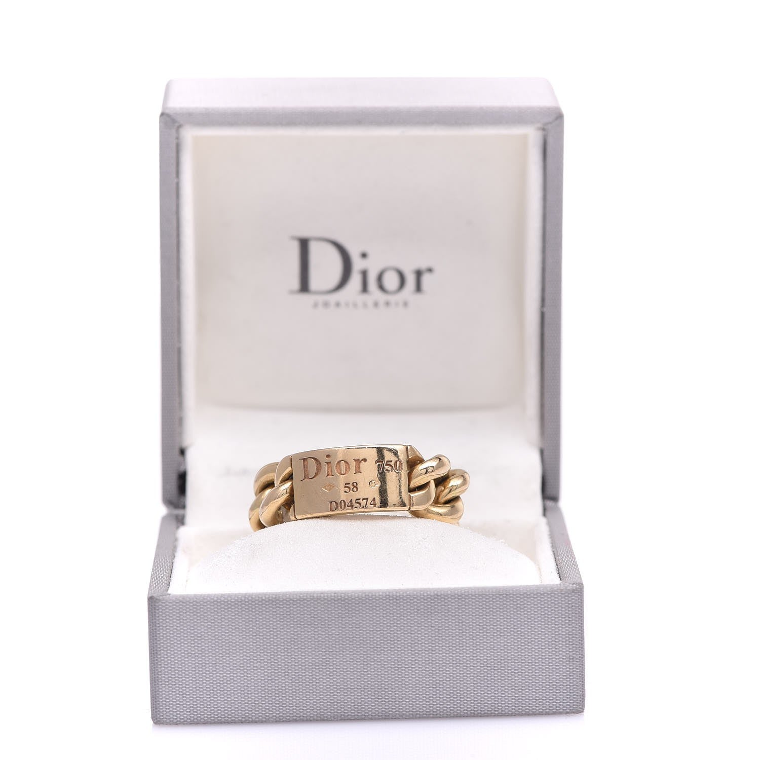 Christian Dior 18K Yellow Gold Gourmette Ring 56 7.5 8 of 8
