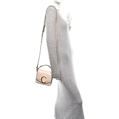 Chloe Calfskin Crocodile Embossed Mini C Double Carry Cement Pink 2 of 9