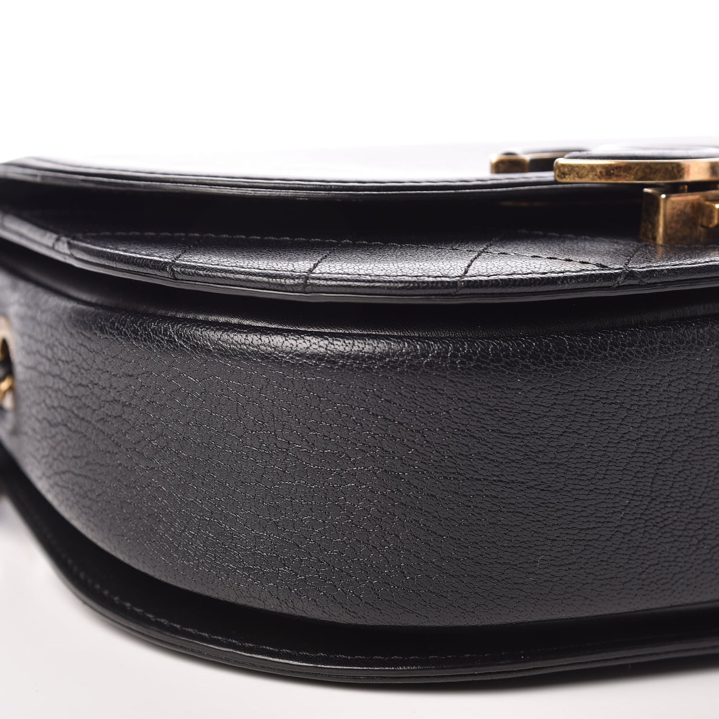 Shiny Calfskin Goatskin Quilted Small Coco Curve Messenger Flap Black