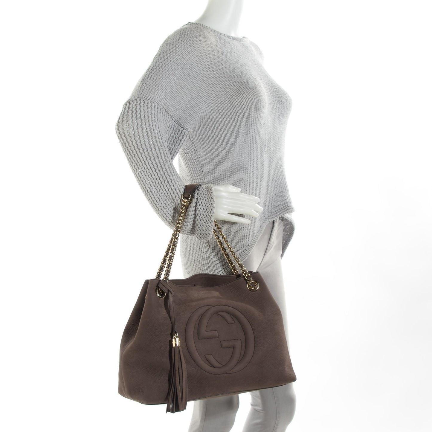 Vitello Range Medium Soho Chain Shoulder Bag Grey Field