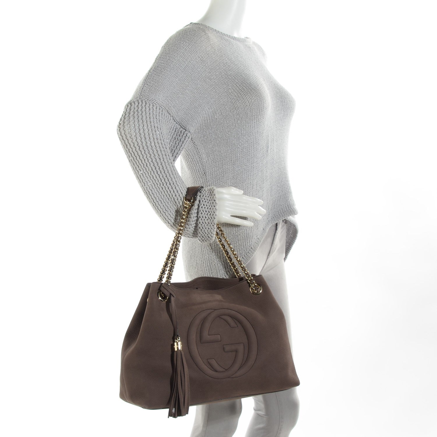Gucci Vitello Range Medium Soho Chain Shoulder Bag Grey Field 2 of 7