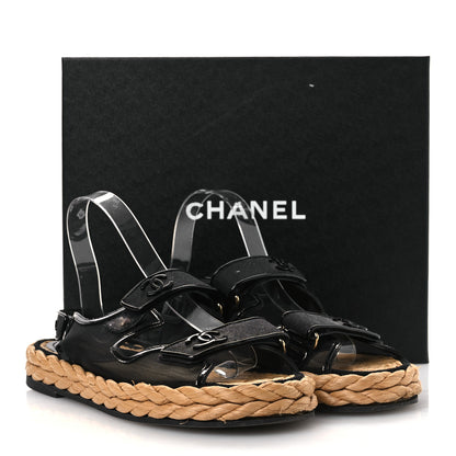 Chanel Mesh Patent Calfskin Velcro Dad Sandals 40 Black 14 of 14