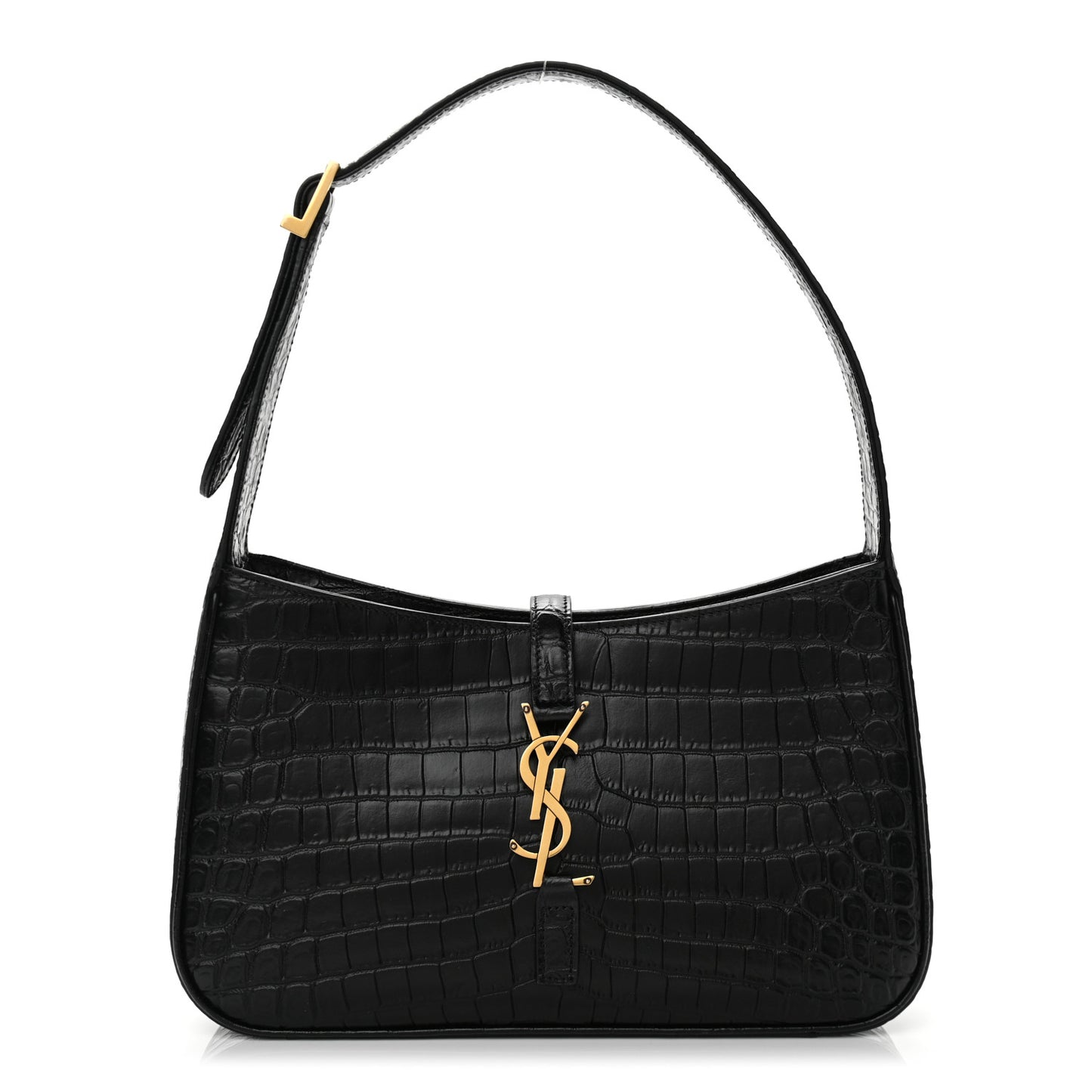Calfskin Crocodile Embossed Le 5 A 7 Hobo Black