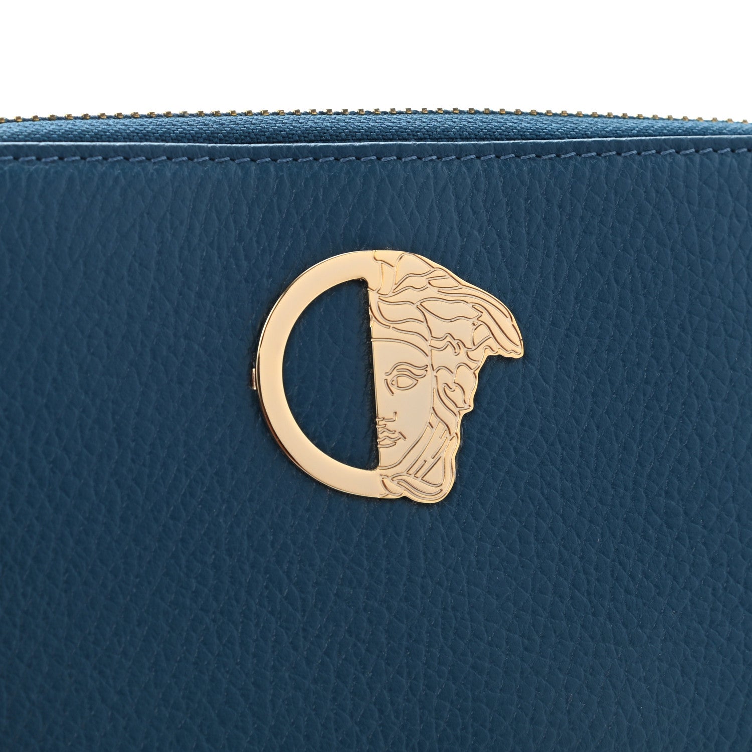 Versace Calfskin Zip Around Continental Wallet Blue 3 of 7