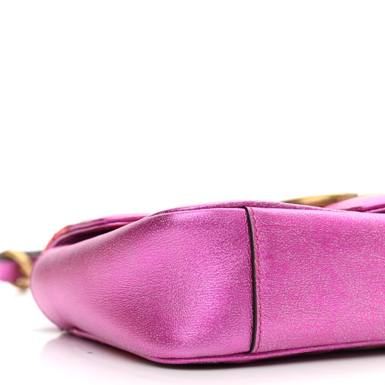Gucci Metallic Calfskin Matelasse Mini GG Marmont Shoulder Bag Fuchsia 9 of 9