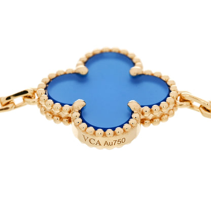 Van Cleef & Arpels 18K Yellow Gold Blue Agate 5 Motifs Vintage Alhambra Bracelet 4 of 5