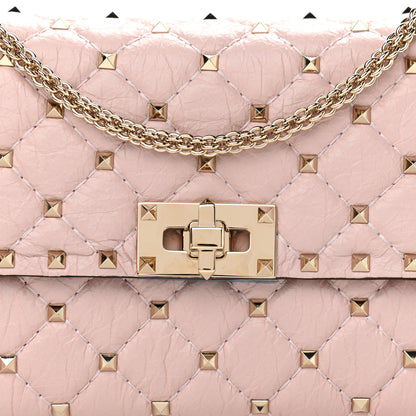 Valentino Garavani Craquele Nappa Rockstud Spike Wallet on Chain Water Rose 10 of 10