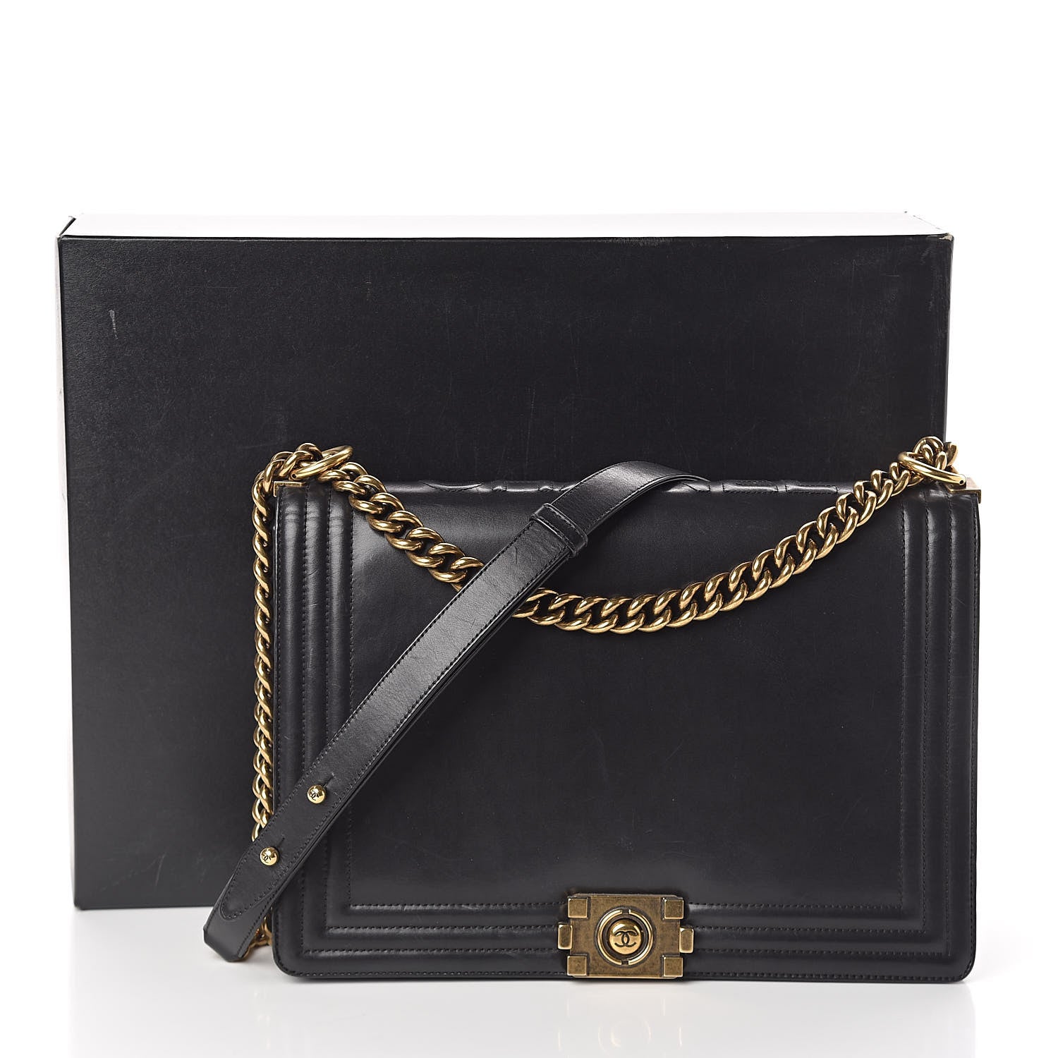 Chanel Glazed Calfskin Large Boy Flap Black 11 of 11