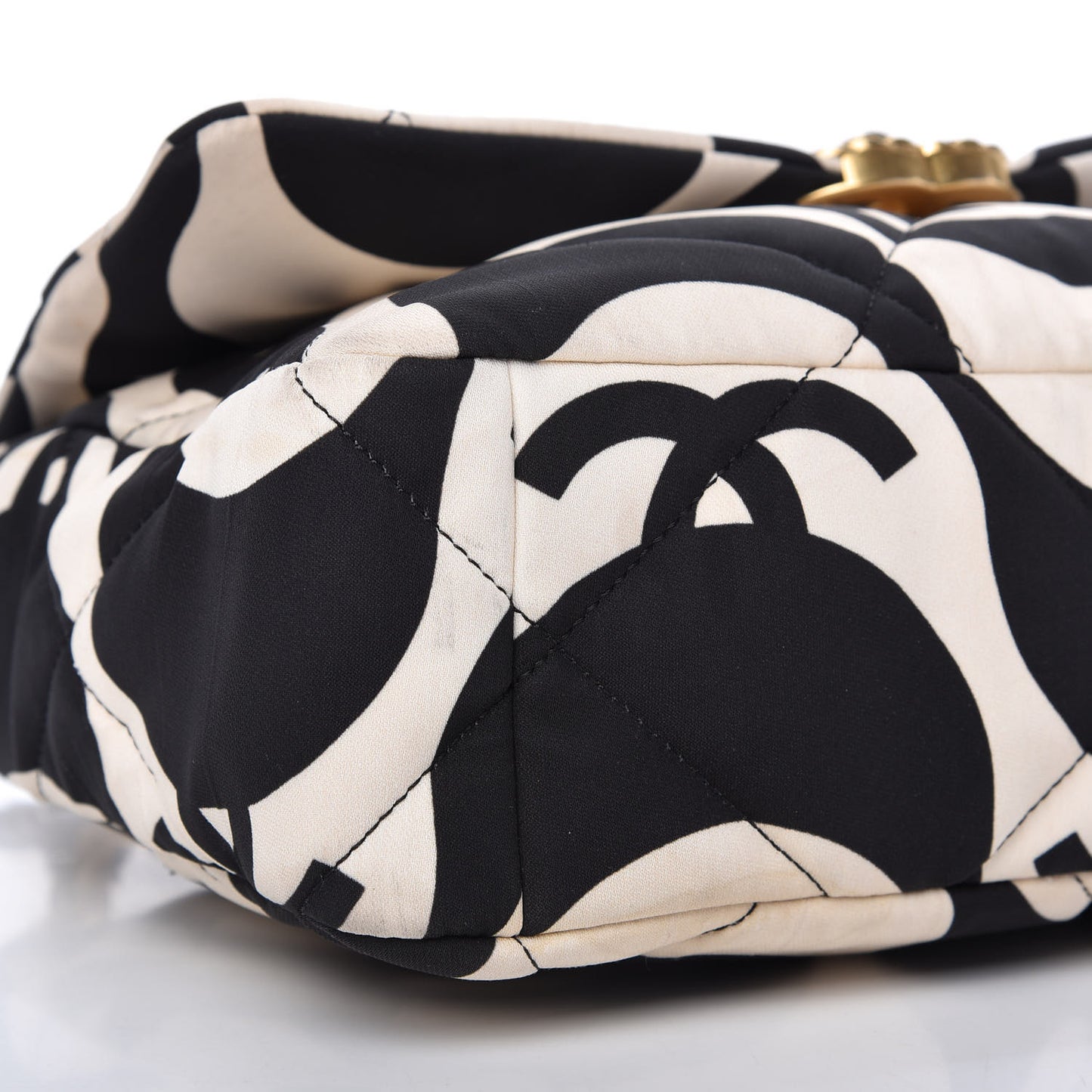 Fabric Printed Large Chanel 19 Flap Black Ecru