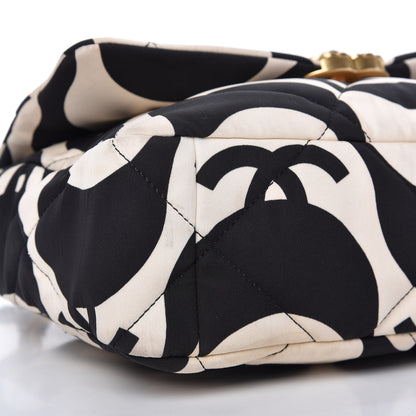Chanel Fabric Printed Large Chanel 19 Flap Black Ecru 6 of 11
