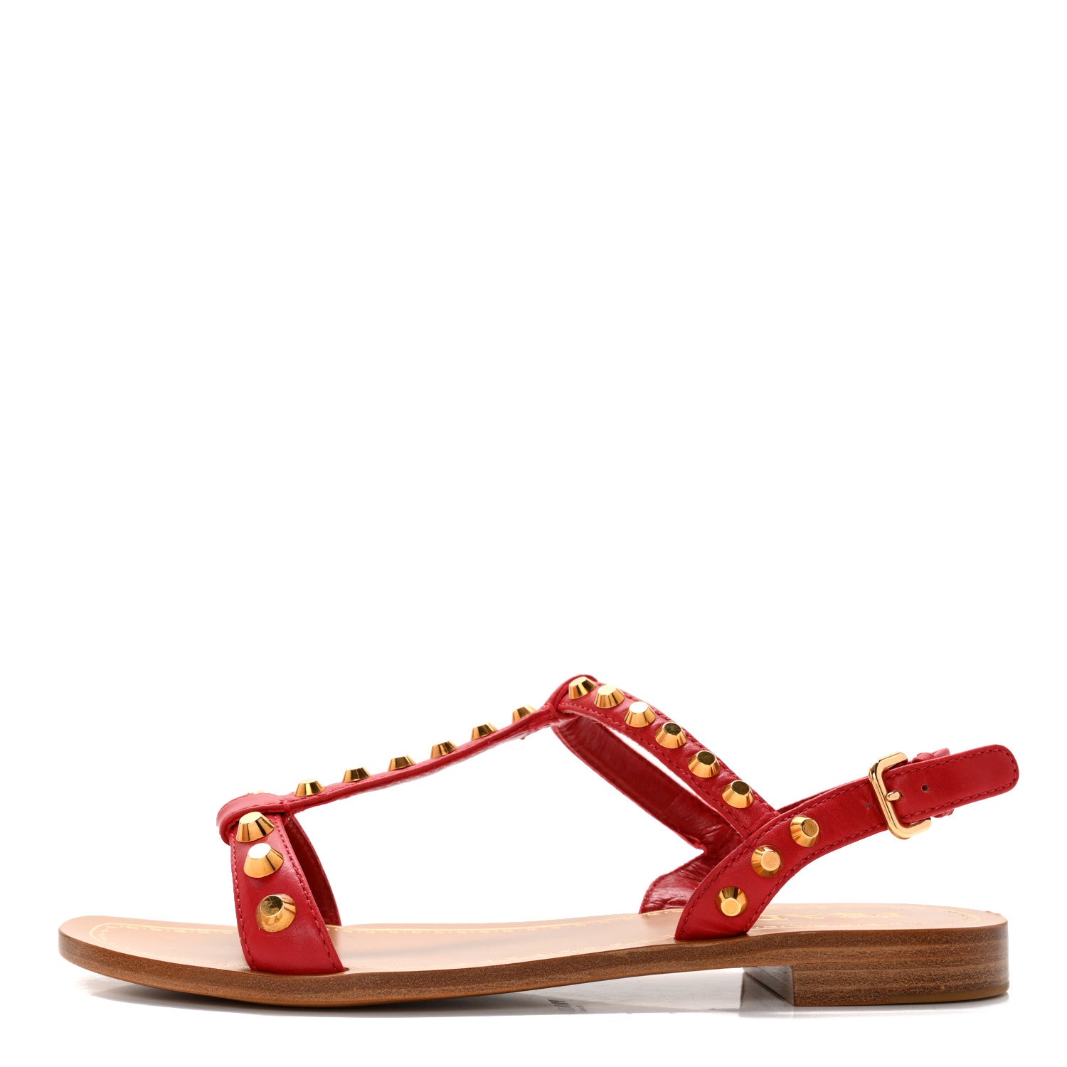 Prada Calfskin Studded Sandals 36 Rosso 1 of 8