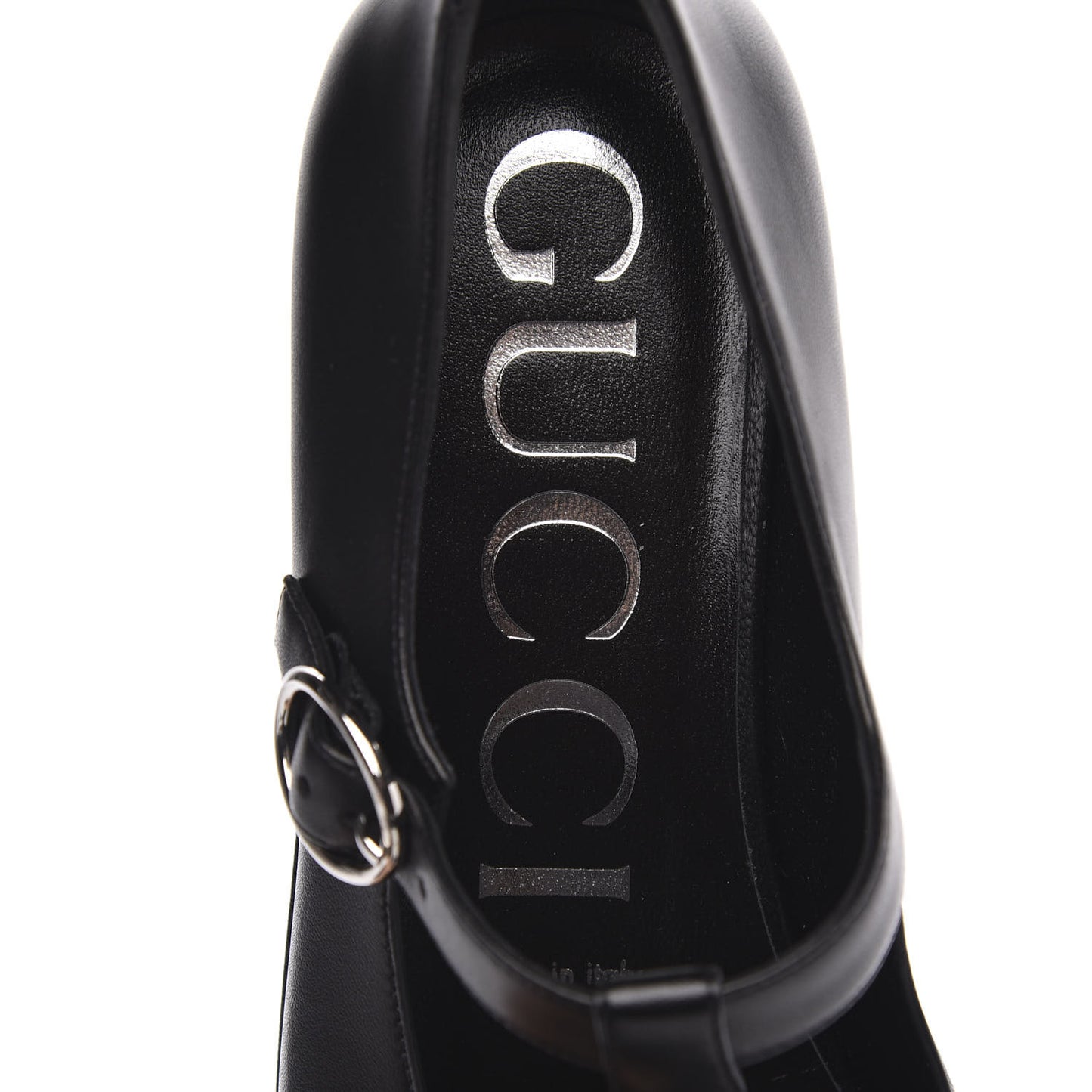 Calfskin T-Strap Mary Jane Platform Low-Heel Pumps 38 Black