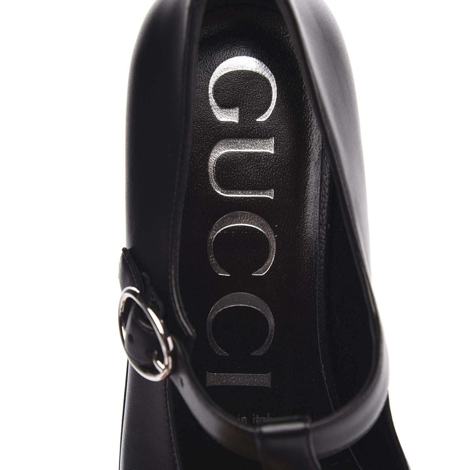 Gucci Calfskin T-Strap Mary Jane Platform Low-Heel Pumps 38 Black 7 of 9