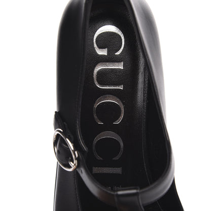 Gucci Calfskin T-Strap Mary Jane Platform Low-Heel Pumps 38 Black 7 of 9