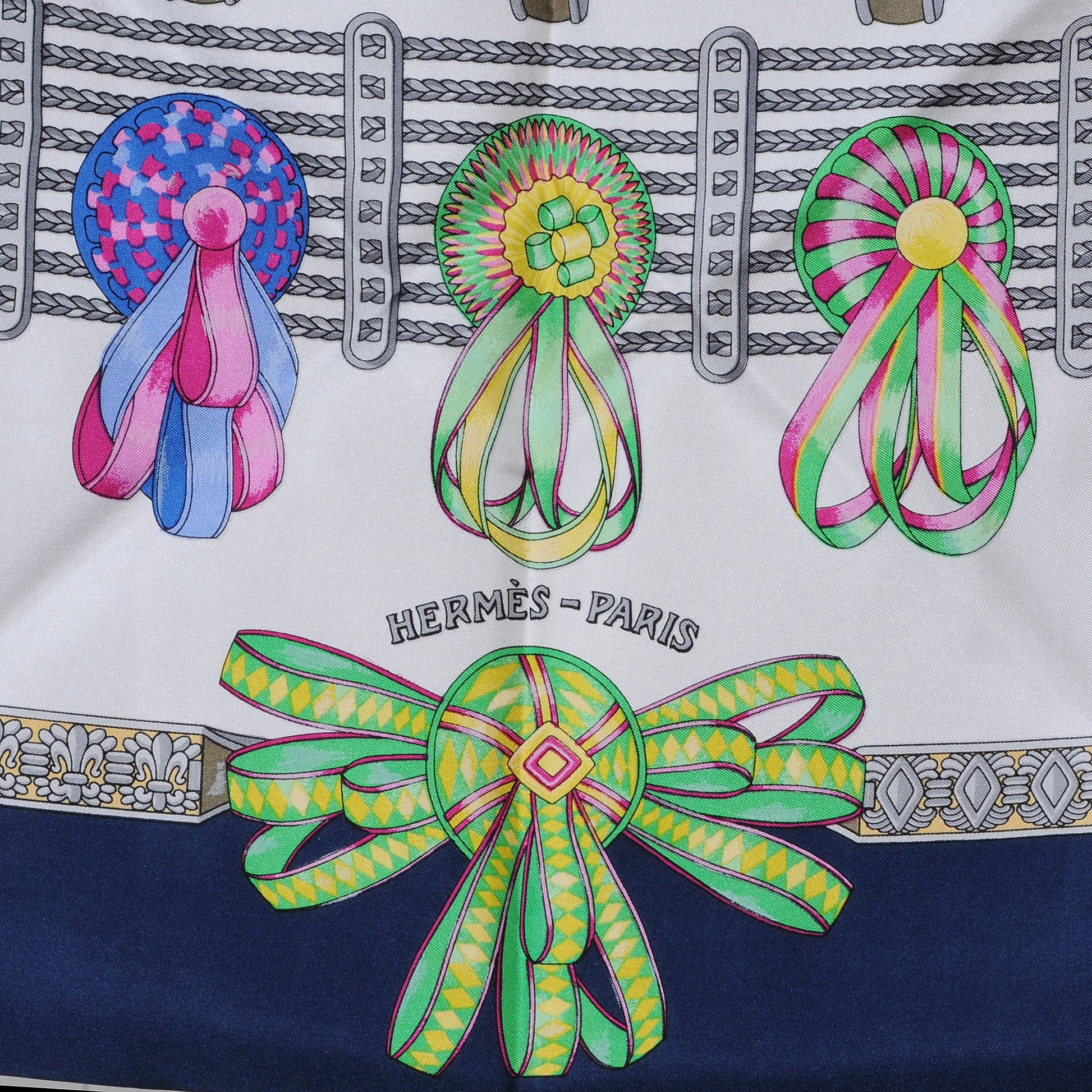 Hermes Silk Les Rubans Du Cheval Scarf 90 1 of 9