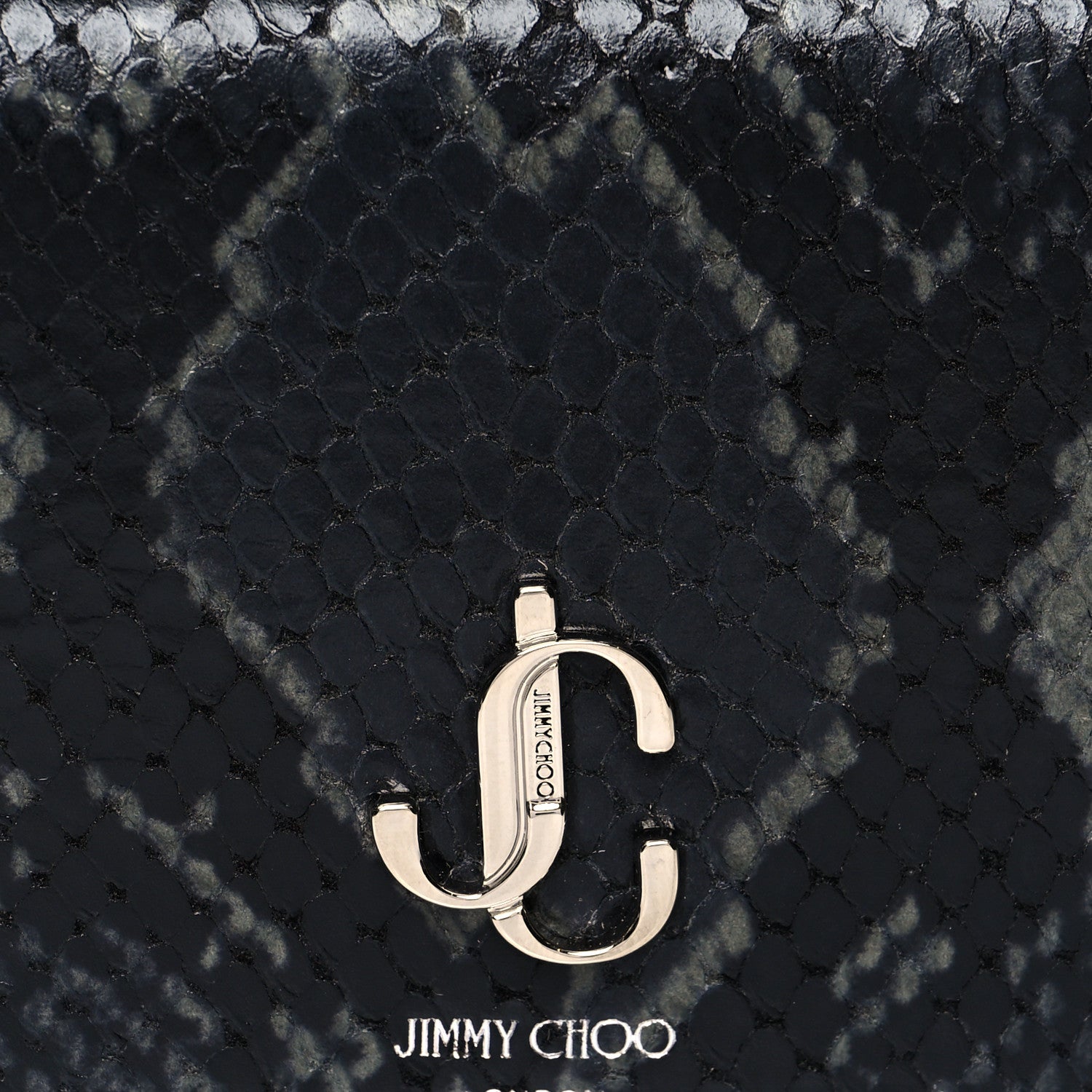 Jimmy Choo Calfskin Snake Printed Hanne Wallet Anthracite 8 of 8