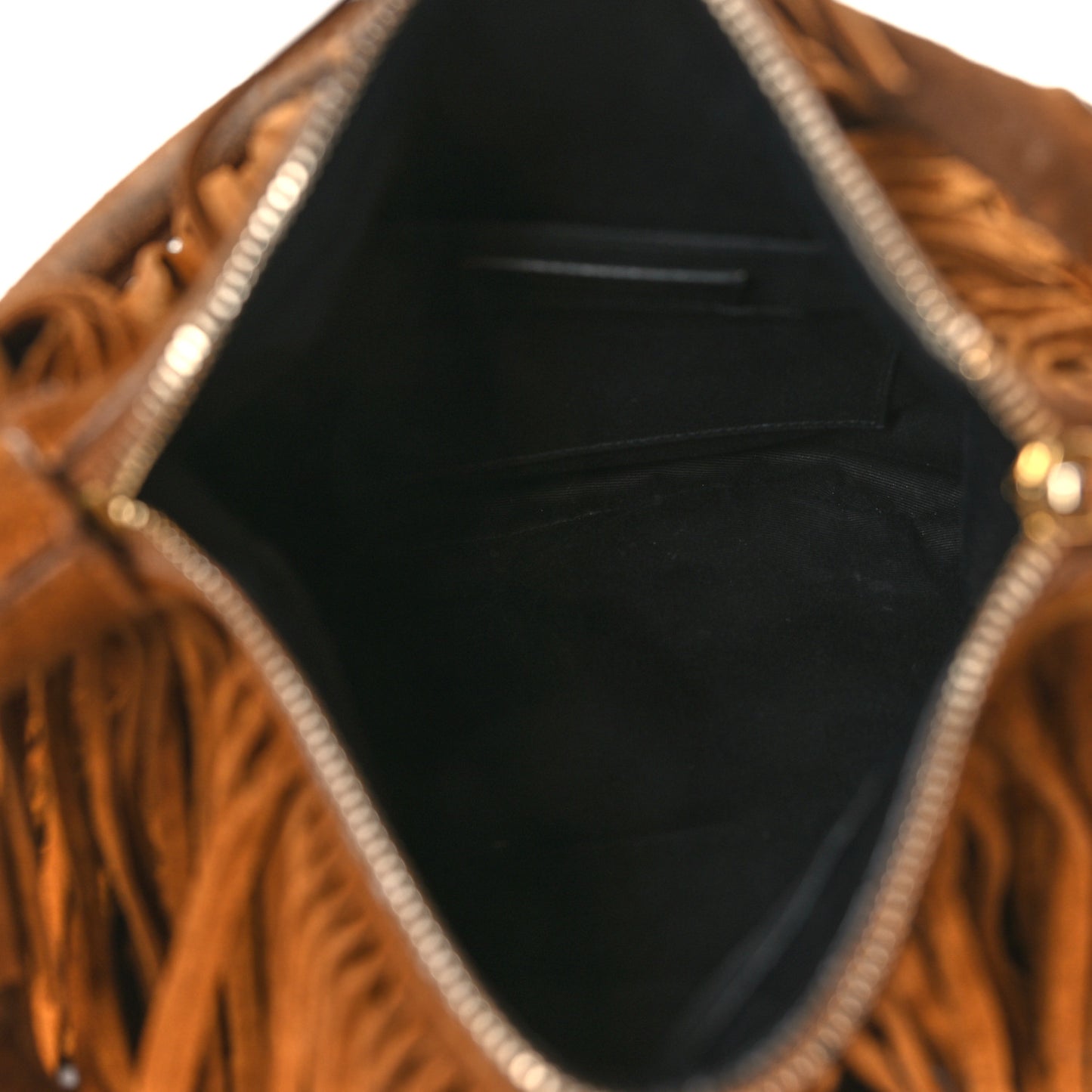 Suede Calfskin Small Emmanuelle Fringe Hobo Bag Light Ocre