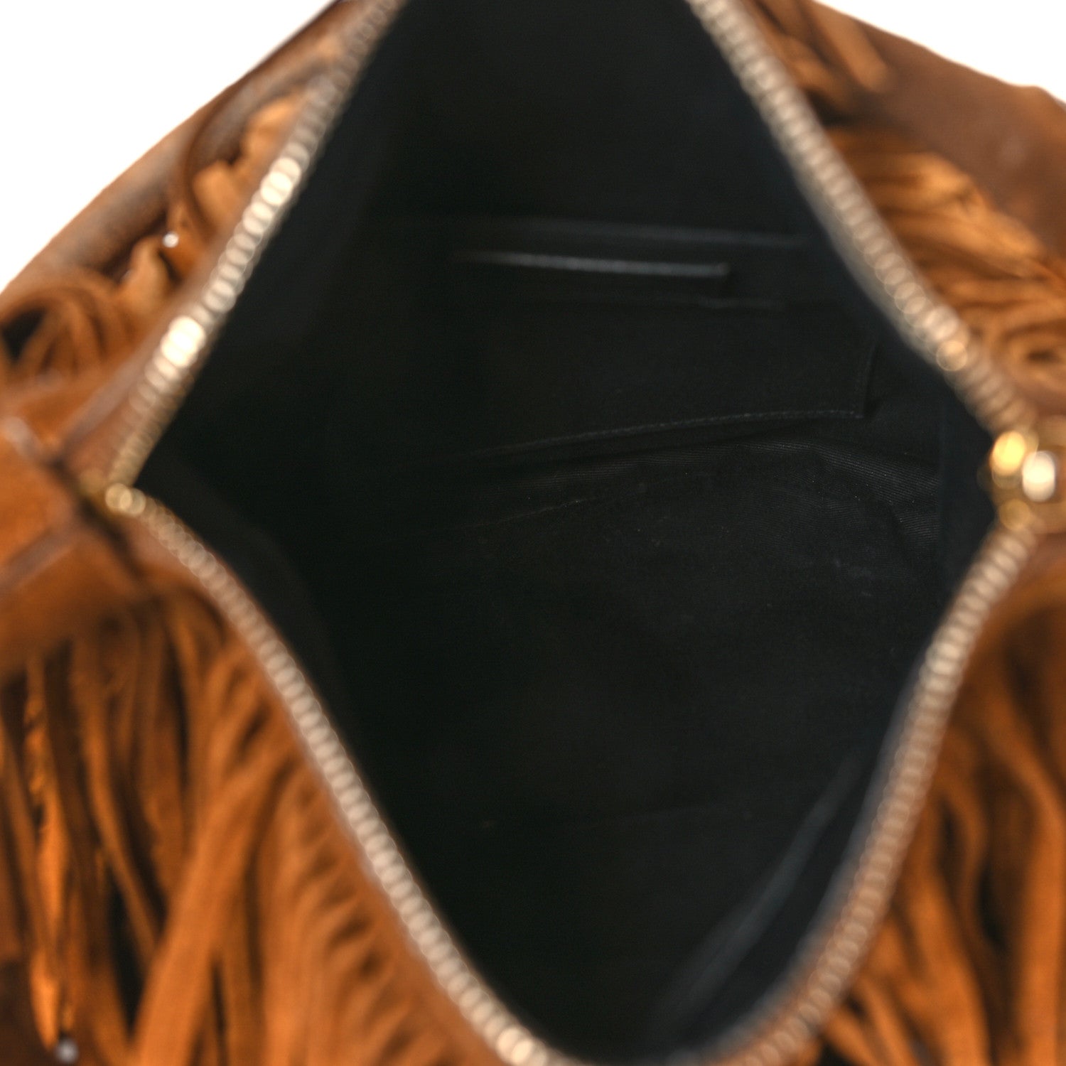 Saint Laurent Suede Calfskin Small Emmanuelle Fringe Hobo Bag Light Ocre 5 of 13