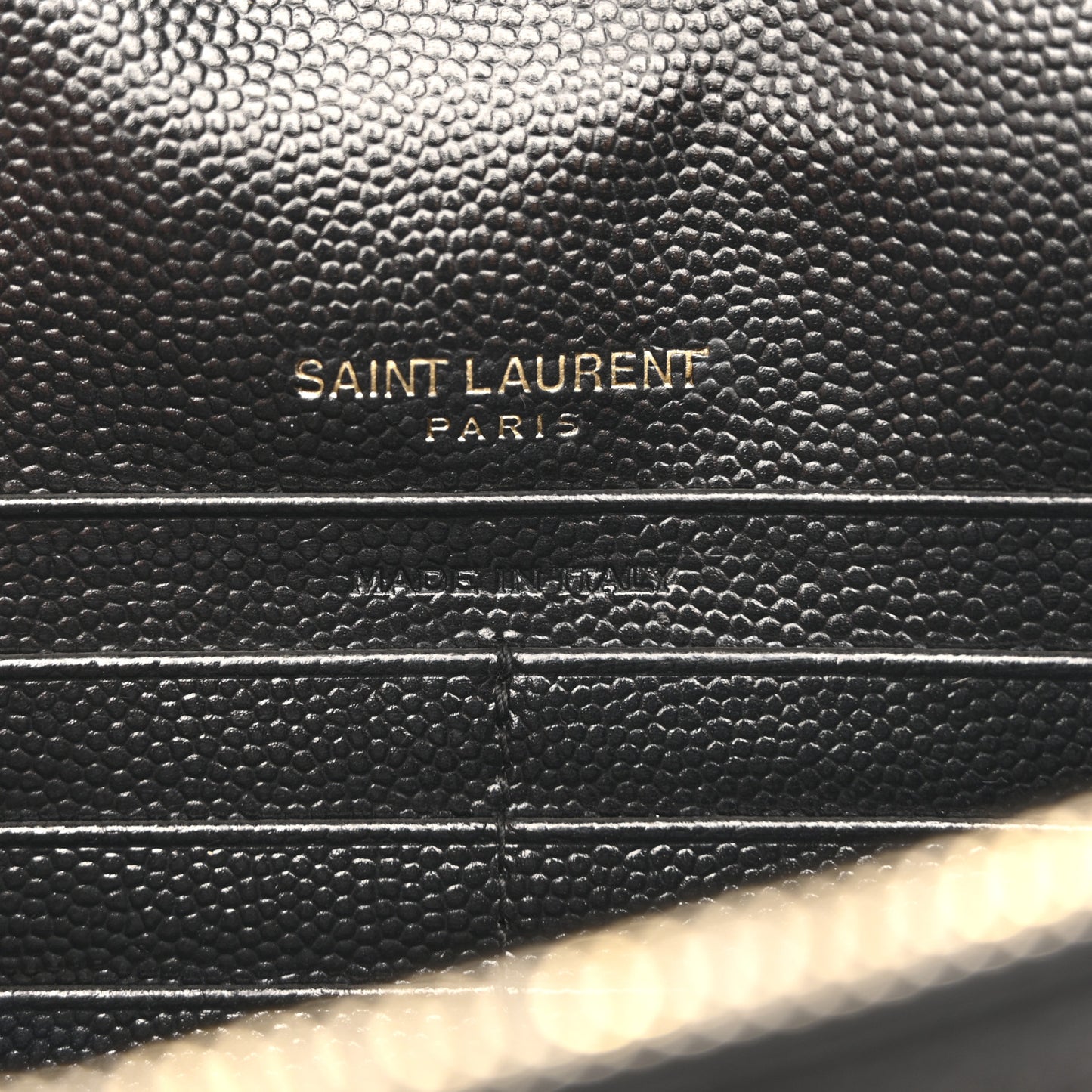 Grain De Poudre Matelasse Chevron Monogram Envelope Chain Wallet Black